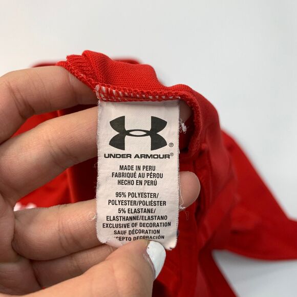 Under Armour Polo Shirt Mens L Large Poppy Heatgear Short Sleeve Performance - Picture 6 of 10
